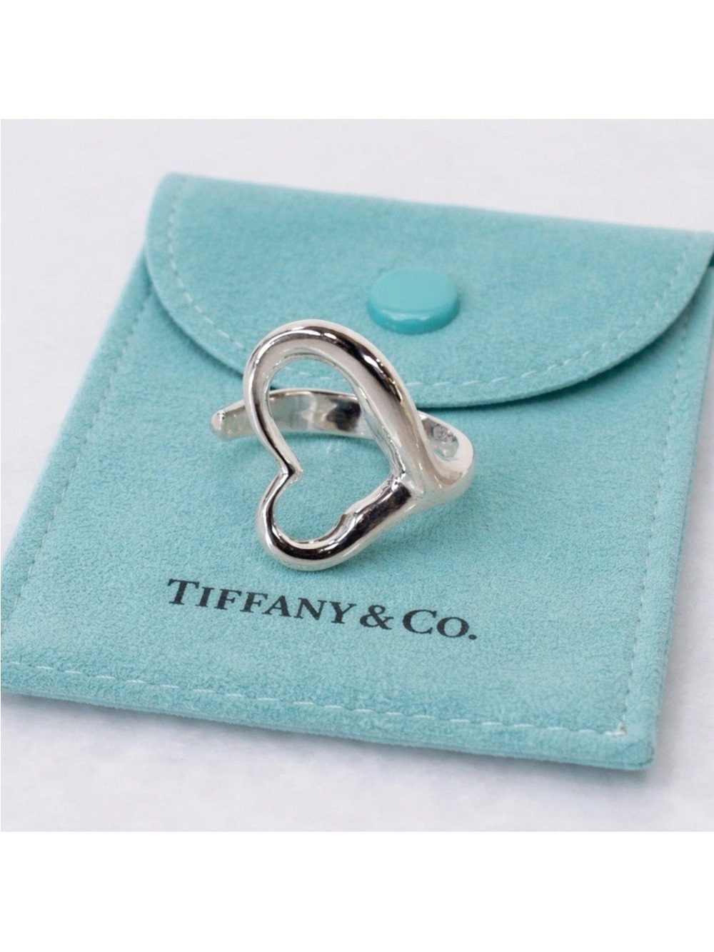 Tiffany & Co. Open Heart Ring 6.5 Elsa Peretti LARGE Sterling Silver 925 w box